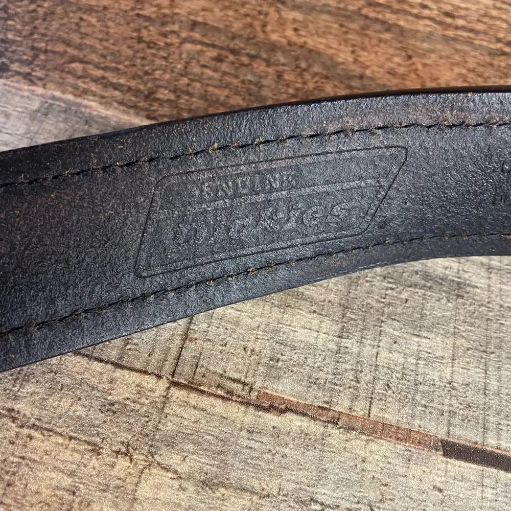 Genuine Dickies Leather Belt--Black Stitch Dk Steel Roll Buckle 46-48